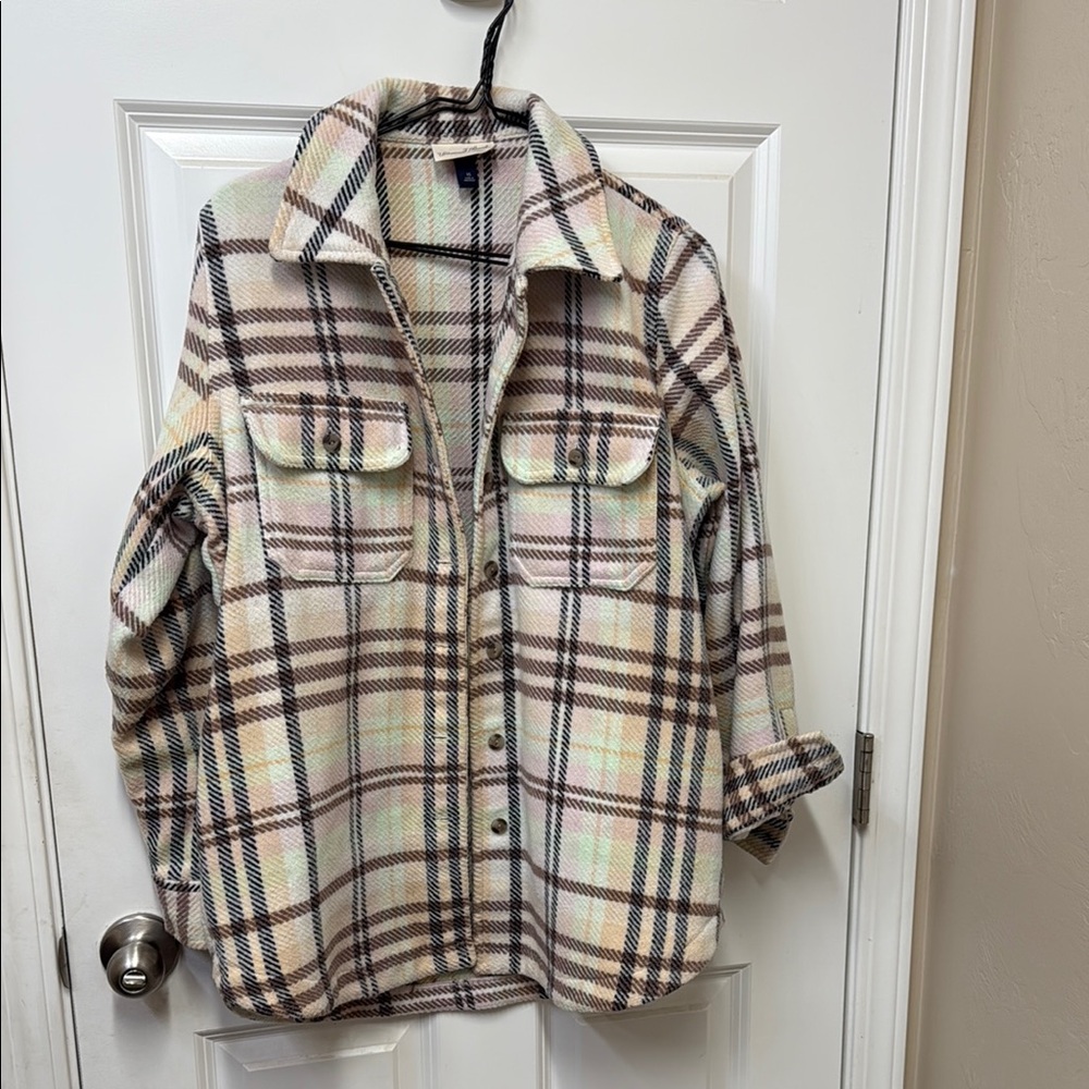 Plaid Button-Up Shirt Jacket